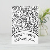 Kerstmis fotokaart zwart wit konijn tekening feestdagenkaart (Staand voorkant)