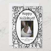 Kerstmis fotokaart zwart wit konijn tekening feestdagenkaart (Achterkant)