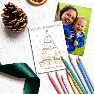 Kerstmis Fotonaam Custom Fun Coloring Uniek Feestdagenkaart