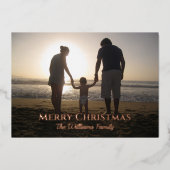 Kerstmis Fotonaam Elegant Roos Goud Custom Folie Feestdagenkaart (Voorkant)