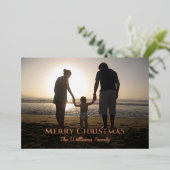 Kerstmis Fotonaam Elegant Roos Goud Custom Folie Feestdagenkaart (Staand Voorkant)