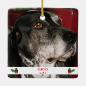 Kerstmis foto's: rood en wit keramisch ornament (Achterkant)