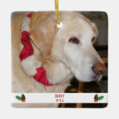 Kerstmis foto's: rood en wit keramisch ornament (Voorkant)