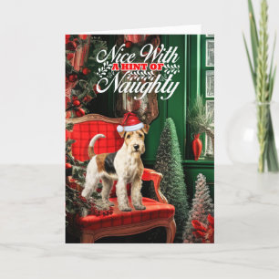 Kerstmis Fox Terrier Hond Stout of Braaf Feestdagen Kaart