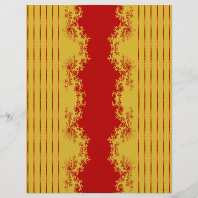 Kerstmis Fractal Goud & Rood Scrapbook Papier (Achterkant)