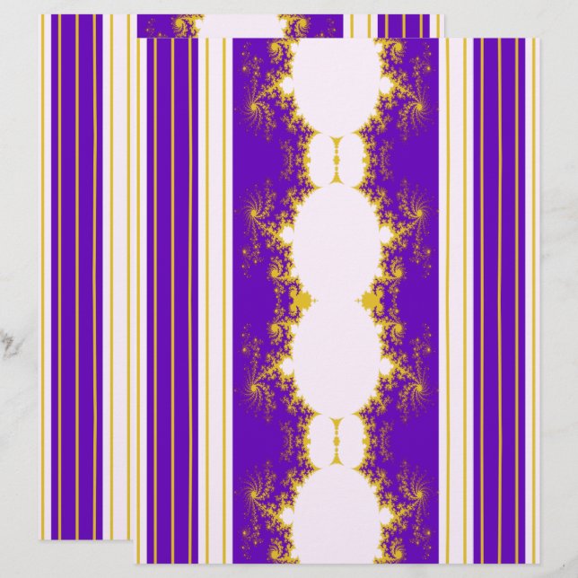 Kerstmis Fractal Paarse Scrapbook Papier (Voorkant / Achterkant)