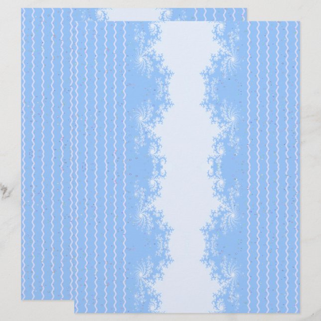 Kerstmis Fractal Pastel Blauwe Scrapbook Papier (Voorkant / Achterkant)