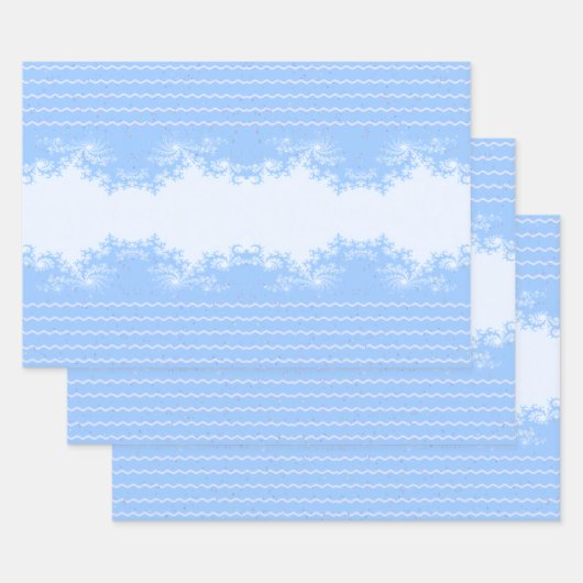 Kerstmis Fractal Pastelblauw Inpakpapier Vel (Set)