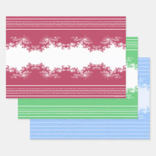 Kerstmis Fractal Rood Groen Blauw Inpakpapier Vel