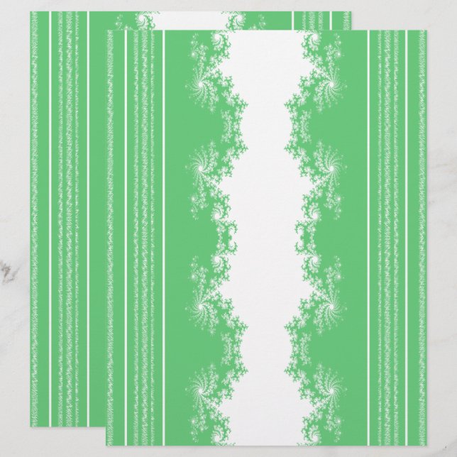 Kerstmis Fractal Wintergroen Scrapbook Papier (Voorkant / Achterkant)