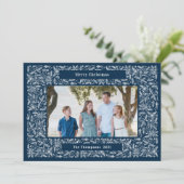 Kerstmis Frame Holiday Navyblauw Feestdagenkaart (Staand voorkant)