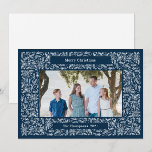 Kerstmis Frame Vakantie Marineblauw Feestdagenkaart