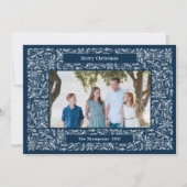 Kerstmis Frame Vakantie Navyblauw Feestdagenkaart (Voorkant)