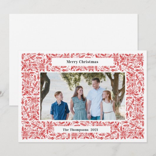 Kerstmis Frame Vakantie Rood Feestdagenkaart (Voorkant / Achterkant)