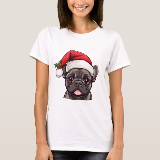 Kerstmis Frans Bulldog T-shirt - Fawn (Voorkant)