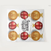 Kerstmis Frans rode gouden kerstbal vakantie Wandkleed (Voorkant (horizontaal))