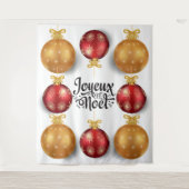 Kerstmis Frans rode gouden kerstbal vakantie Wandkleed (Voorkant)