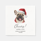 Kerstmis Franse Bulldog gepersonaliseerde proost Servet (Voorkant)