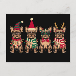 Kerstmis Franse Bulldog Hond Kerstman Rendier Xmas Feestdagenkaart
