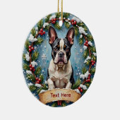 Kerstmis Franse Bulldog Keramisch Ornament (Rechts)