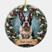 Kerstmis Franse Bulldog Keramisch Ornament (Achterkant)