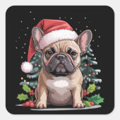 Kerstmis Franse Bulldog Liefhebber Hond Moeder Gra Vierkante Sticker (Voorkant)