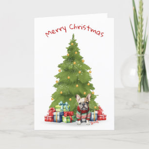 Kerstmis Franse Bulldog met geschenken Feestdagen Kaart