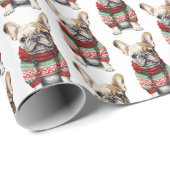 Kerstmis Franse Bulldog met wintertrui Cadeaupapier (Rol Hoek)