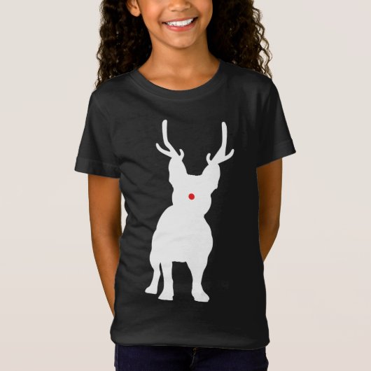 Kerstmis Franse Bulldog rendier Franse hond Gift T-shirt (Voorkant)