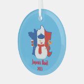 Kerstmis Franse vlag Sneeuwman Glas Ornament (Voorkant links)