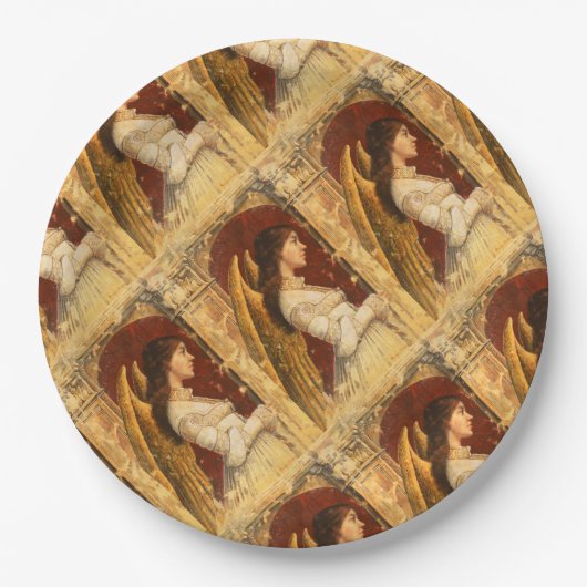 Kerstmis Fresco Angel Papieren Bordje (Voorkant)