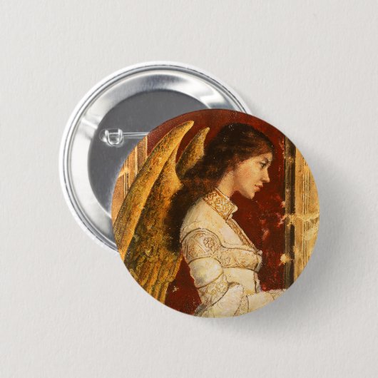 Kerstmis Fresco Angel Ronde Button 5,7 Cm (Voorkant /achterkant)