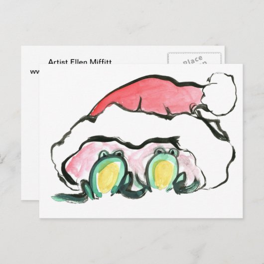 Kerstmis Frong Dup - sumi-E Feestdagenkaart (Voorkant / Achterkant)