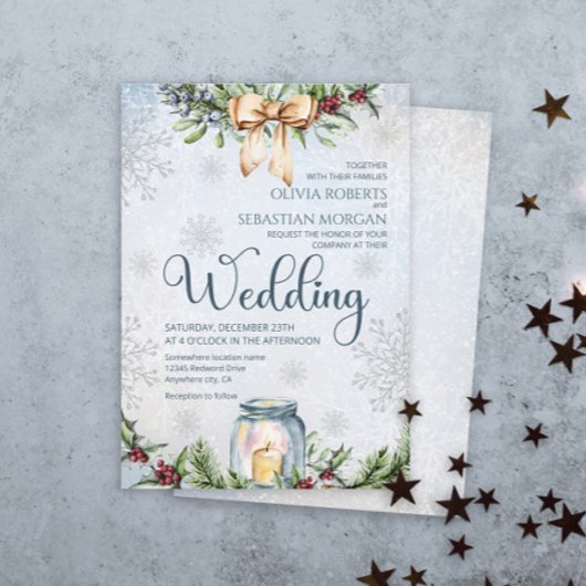 Kerstmis Frosty Snowly Winter bruiloft Kaart