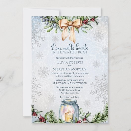 Kerstmis Frosty Snowly Winter bruiloft Kaart (Voorkant)