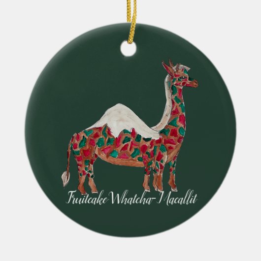Kerstmis Fruitcake giraffe/kameel Keramisch Ornament (Voorkant)