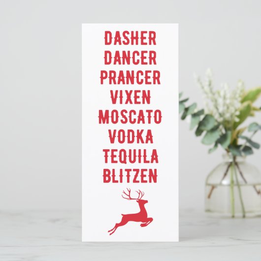 Kerstmis Funny Alcohol Reindeer Names Card (Staand voorkant)