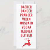 Kerstmis Funny Alcohol Reindeer Names Card (Voorkant)