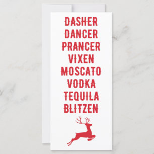 Kerstmis Funny Alcohol Reindeer Names Card