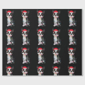 Kerstmis Funny Boston Terrier Lover Santa Hat Lig Cadeaupapier (Vlak)