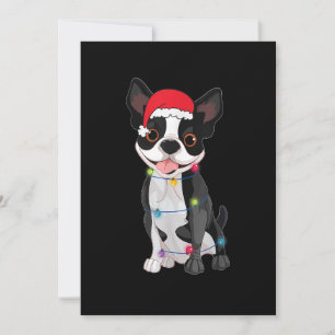 Kerstmis Funny Boston Terrier Lover Santa Hat Lig Feestdagenkaart
