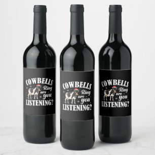 Kerstmis Funny Cowbells Ring Koe Lover Wijn Etiket