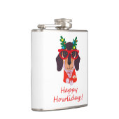 Kerstmis Funny Dog Dachshund Howlidays 6 oz. Heupfles (Rechts)