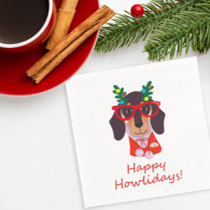 Kerstmis Funny Dog Dachshund Howlidays Servet