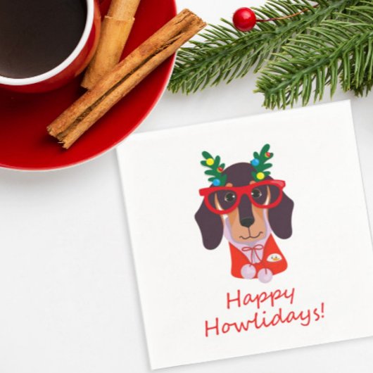 Kerstmis Funny Dog Dachshund Howlidays Servet