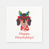 Kerstmis Funny Dog Dachshund Howlidays Servet (Voorkant)