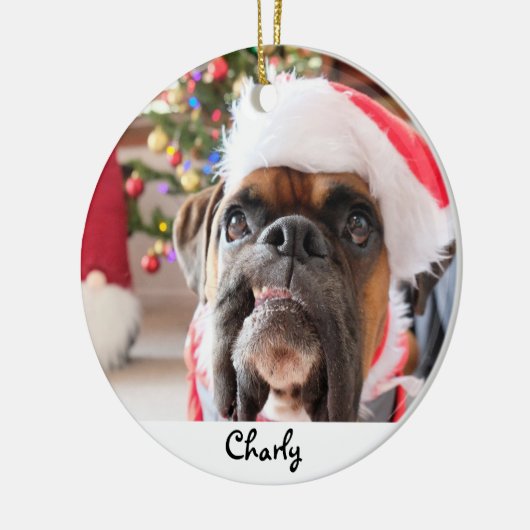 Kerstmis Funny Dog gepersonaliseerd Keramisch Ornament (Links)