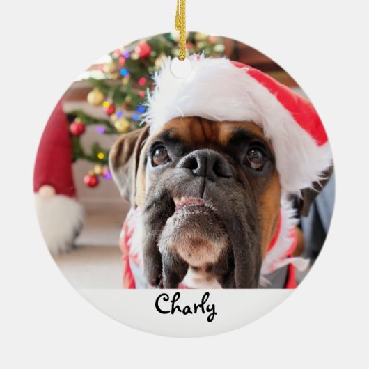 Kerstmis Funny Dog gepersonaliseerd Keramisch Ornament (Achterkant)