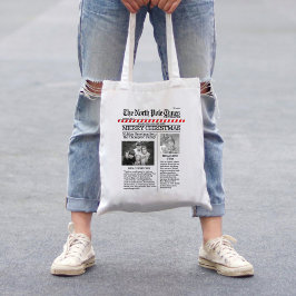 Kerstmis Funny North Pole Times Newspaper Cute Tote Bag