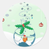 Kerstmis Funny Pet Goldfish Ronde Sticker (Voorkant)
